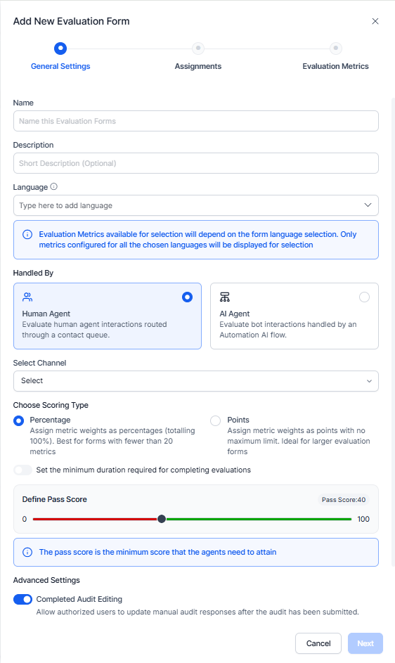 General Settings Configuration