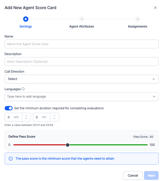 Agent Scorecards Settings