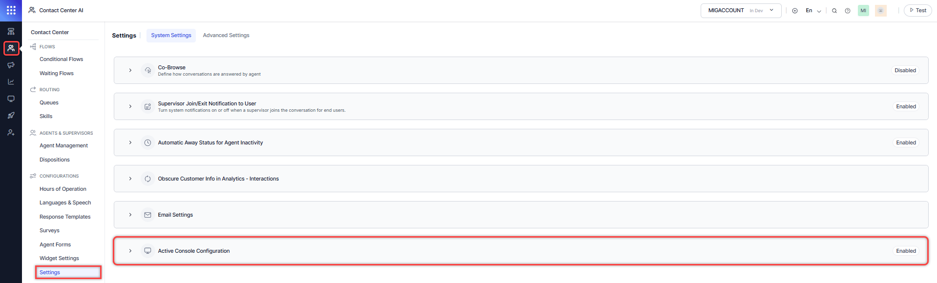 Active Console Configuration