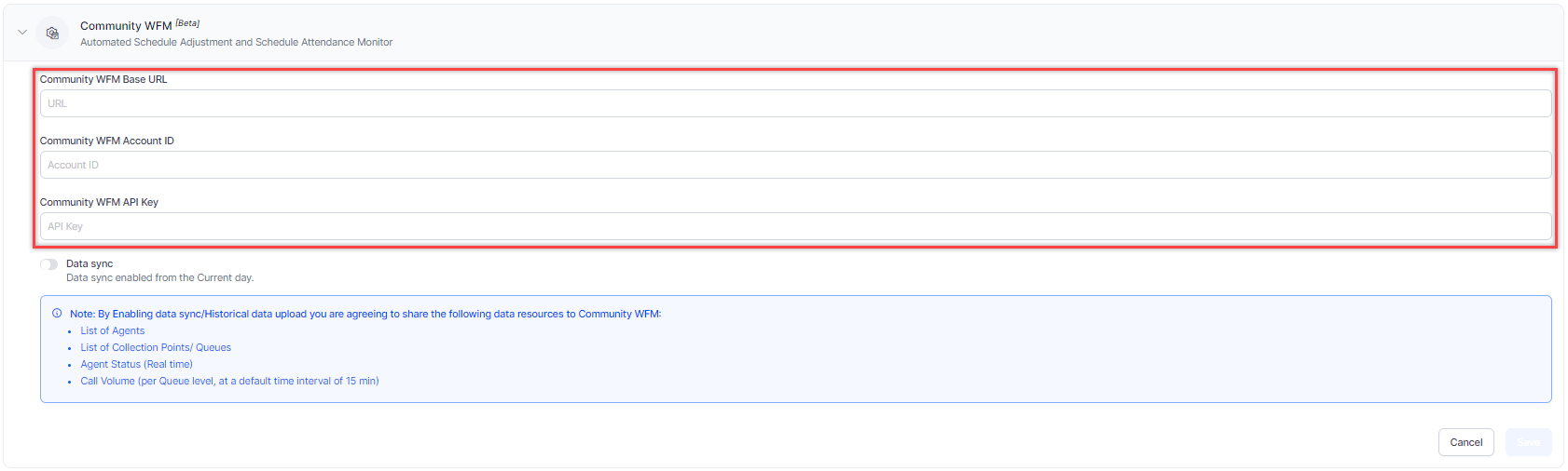 Base URL, Account ID, and API key