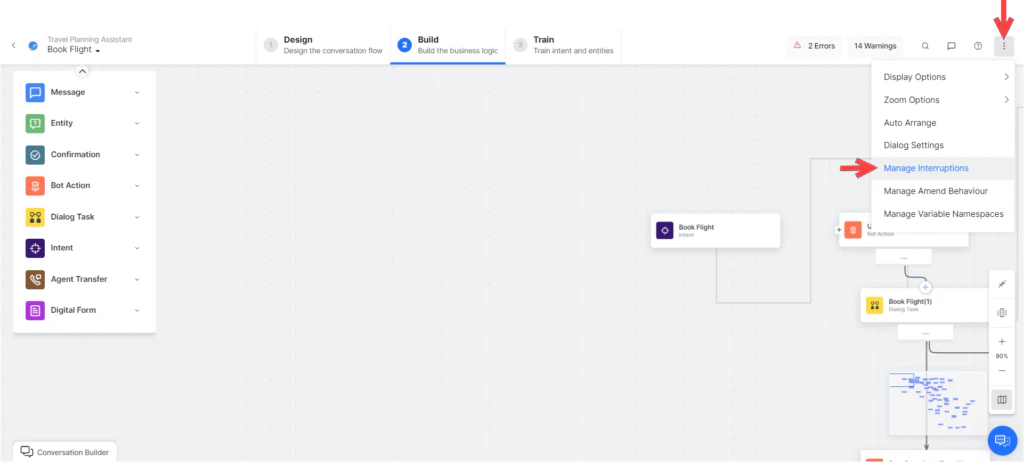 dialog level manage interruptions
