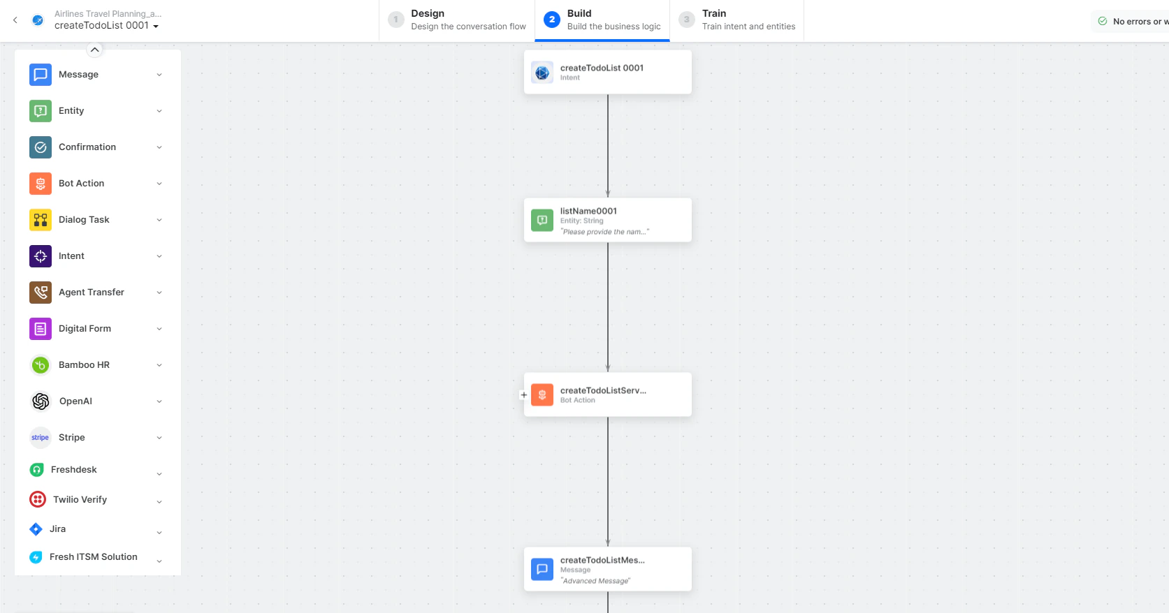Create a Todo list dialog task is added