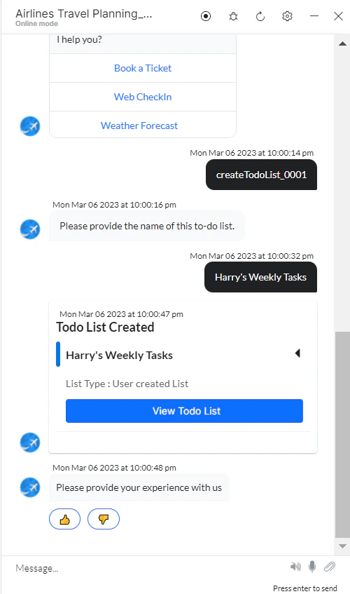 prompt to create todo list