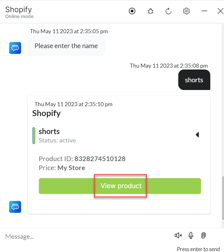 VA prompt to Get Products by Name