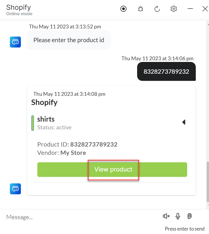 VA prompt to Get Product by ID