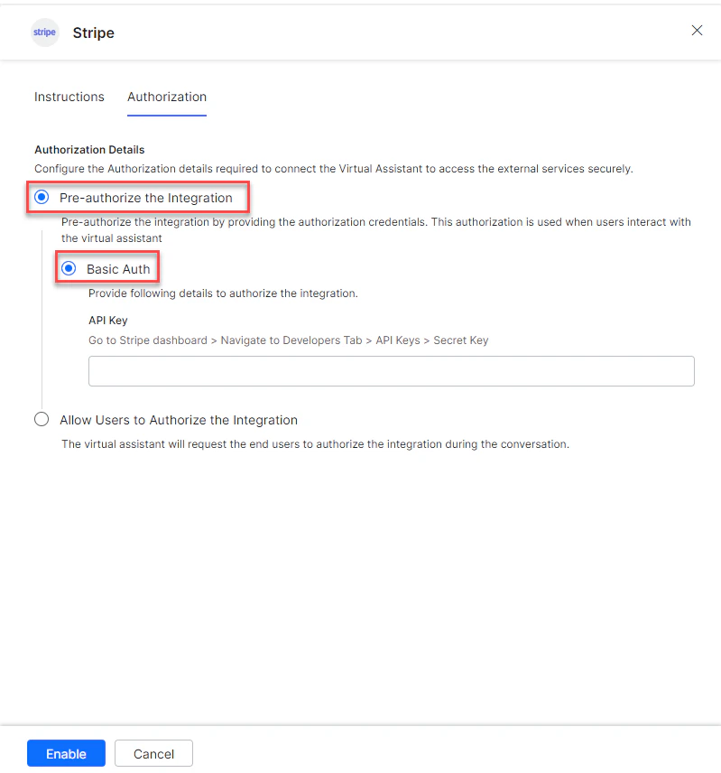 Auth type - Basic auth