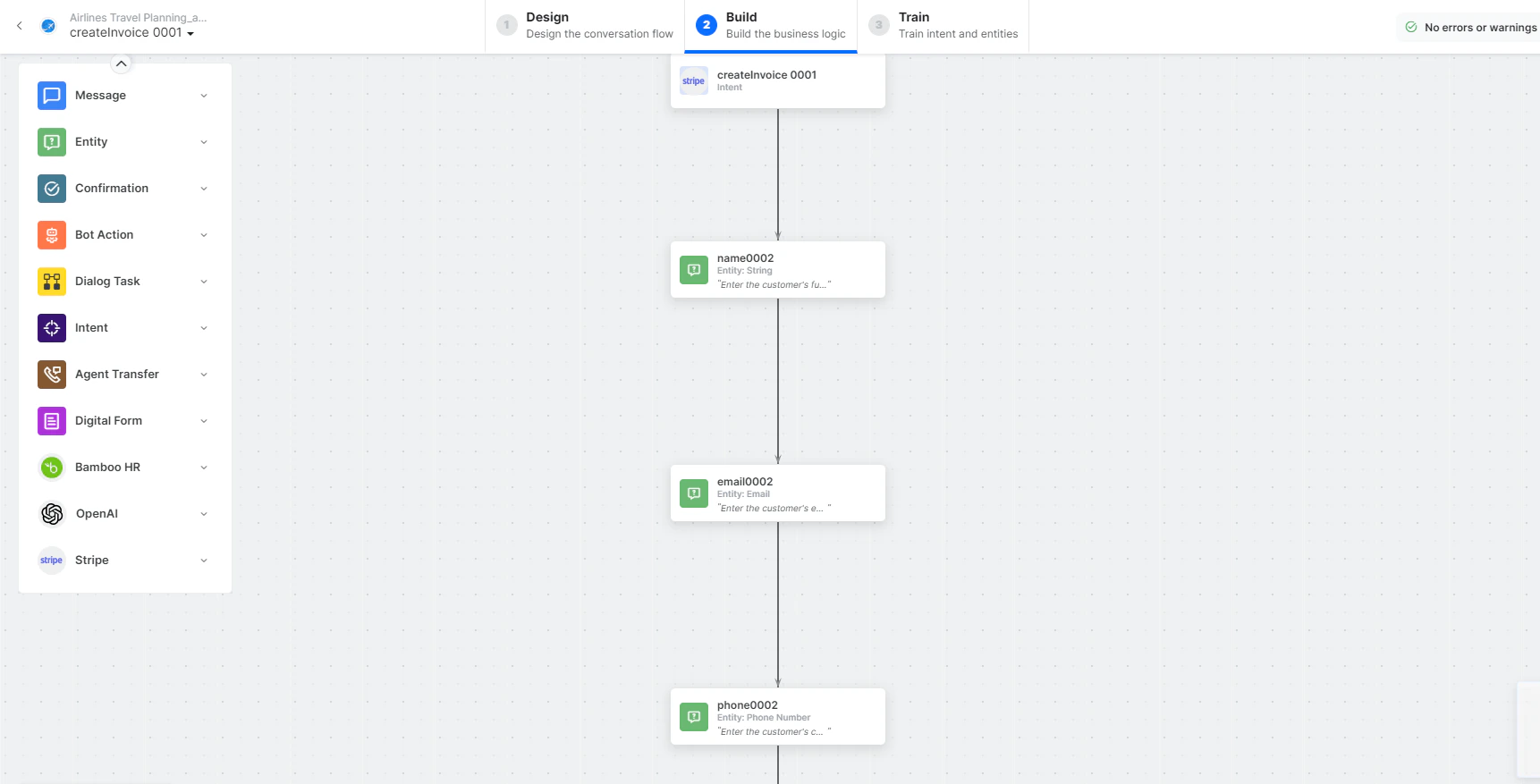 Create an Invoice dialog task is added