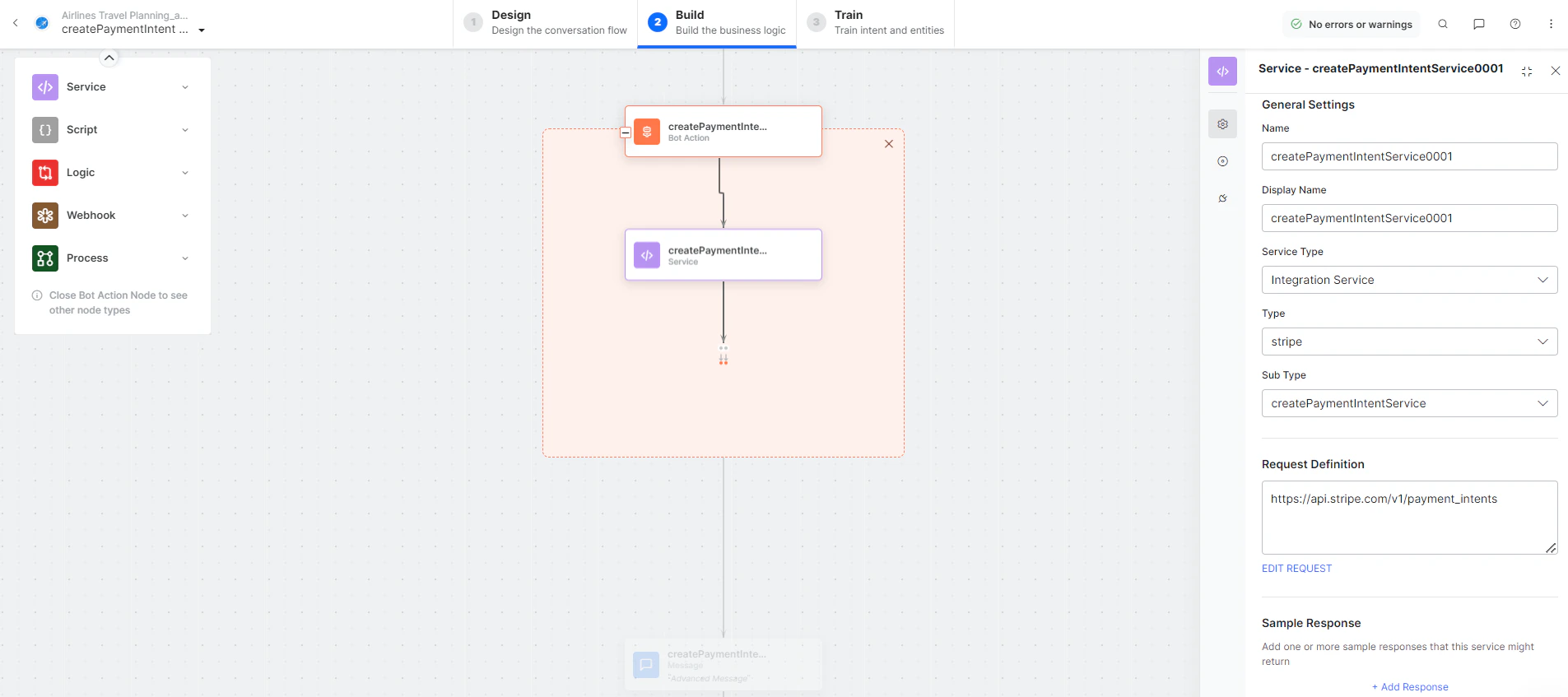 Create a Payment Intent - Edit request