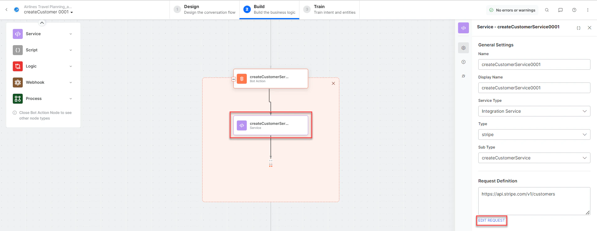Create customer - Edit response