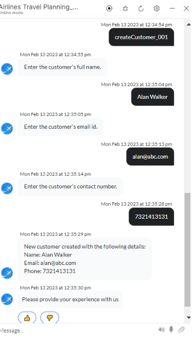 VA prompt to create customer