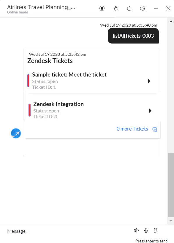 VA prompt to View All Tickets