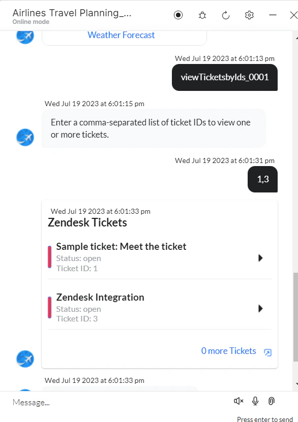 VA prompt to find Ticket(s) by ID(s)