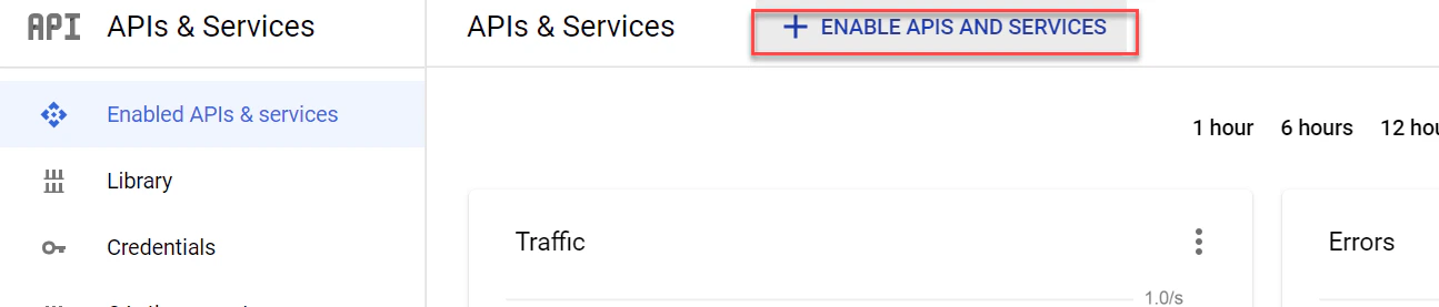 Click Enable APIs and Services