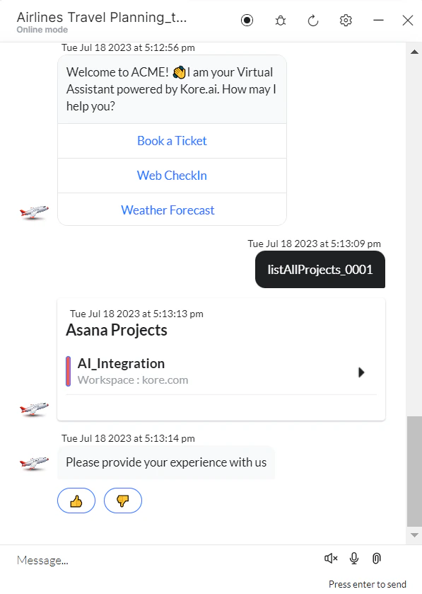 List projects prompt