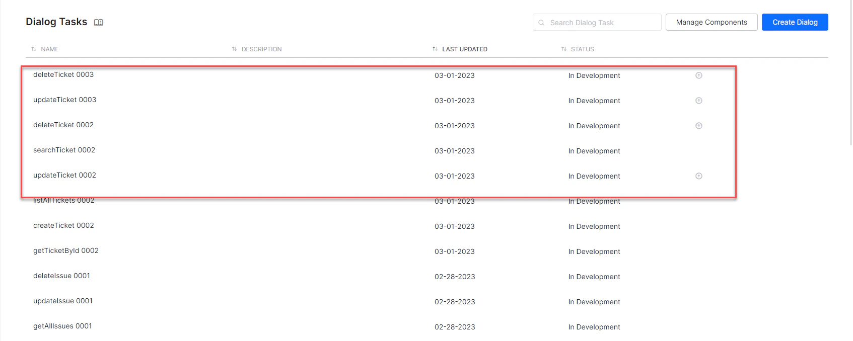 Dialog tasks auto created