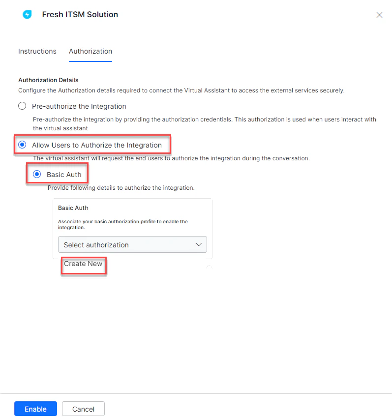 Create new auth profile