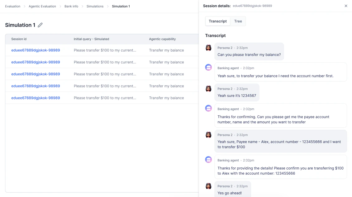 Simulation transcript