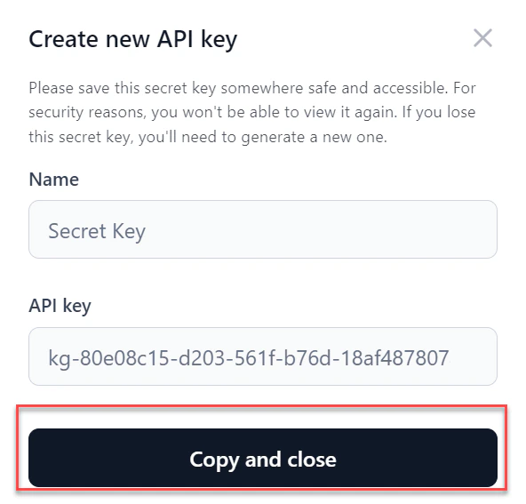 Copy API Key