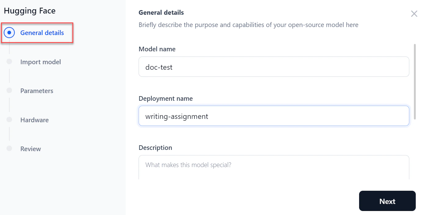 Deploy Hugging Face General Details