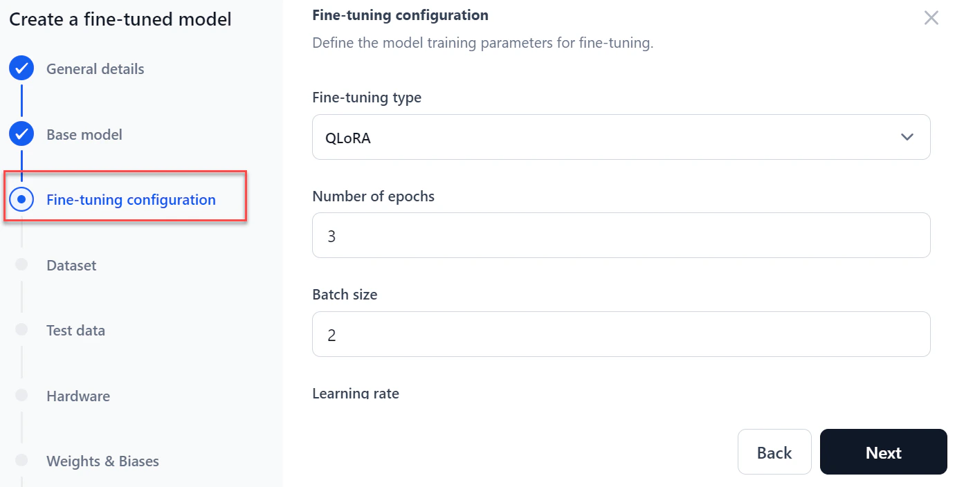 Fine-Tuning Configuration Section