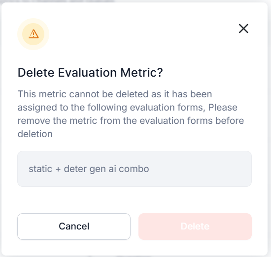 Playbook Metrics Delete Warning