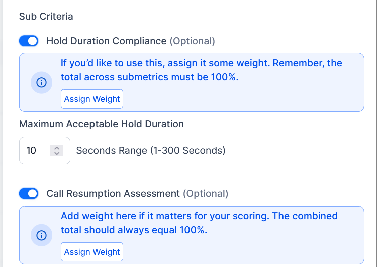 Sub-Criteria Configuration