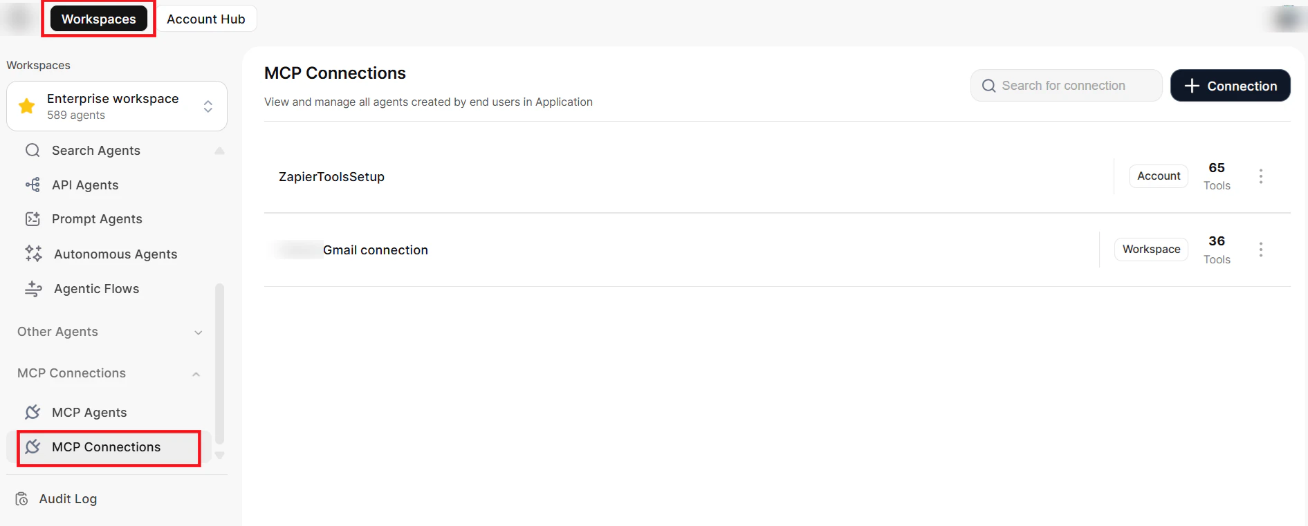 Workspace-level connections