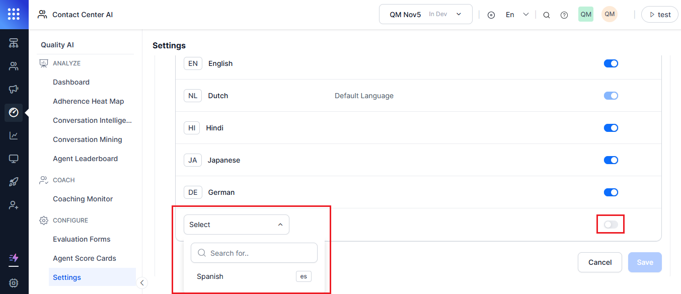 Search to Add Language