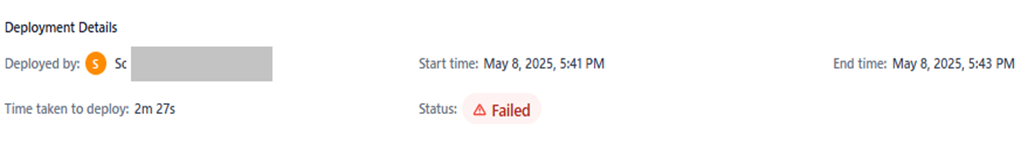 deployment failed