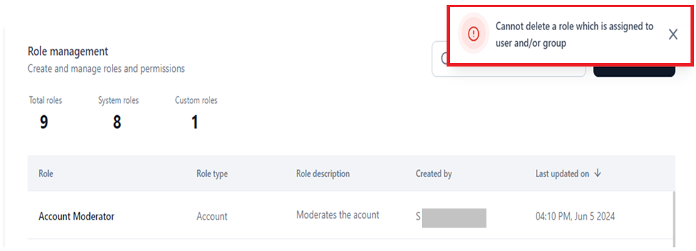 error custom role deletion