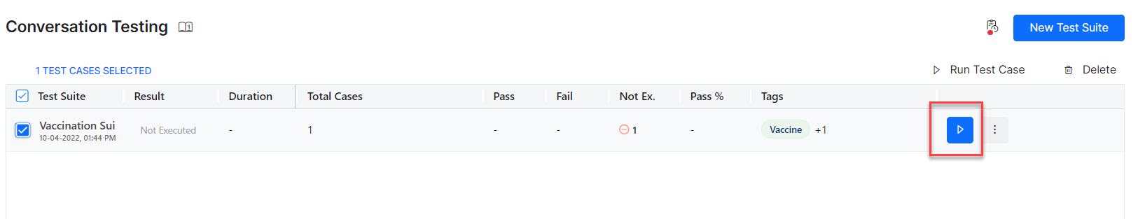 Create Test Suite-Select test case