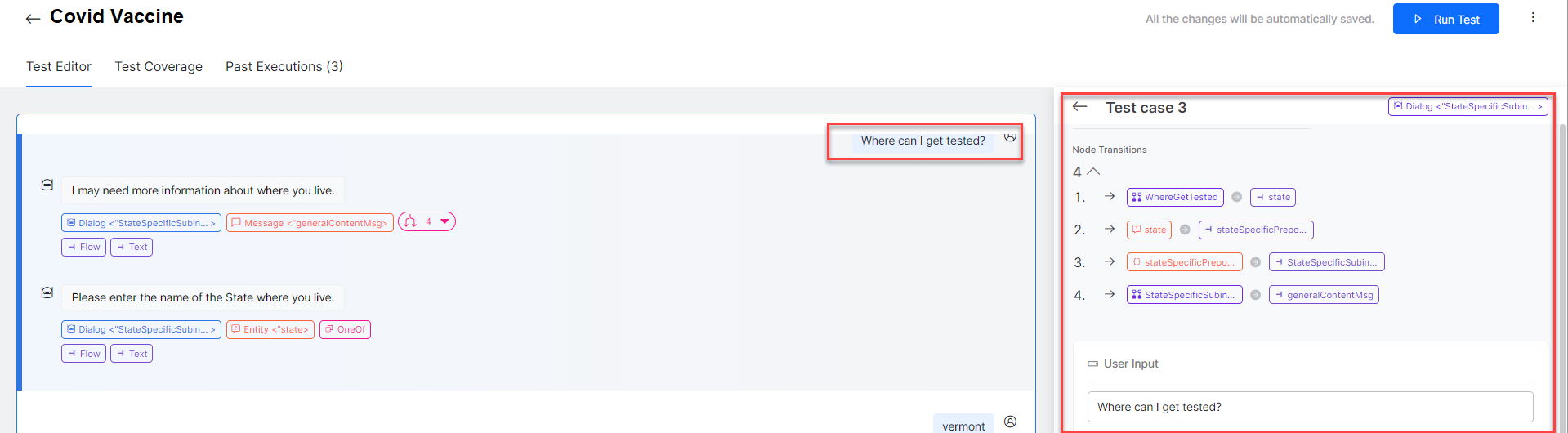 Choose a test case