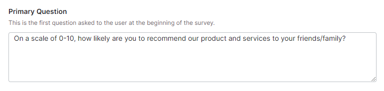 Feedback survey - Primary question