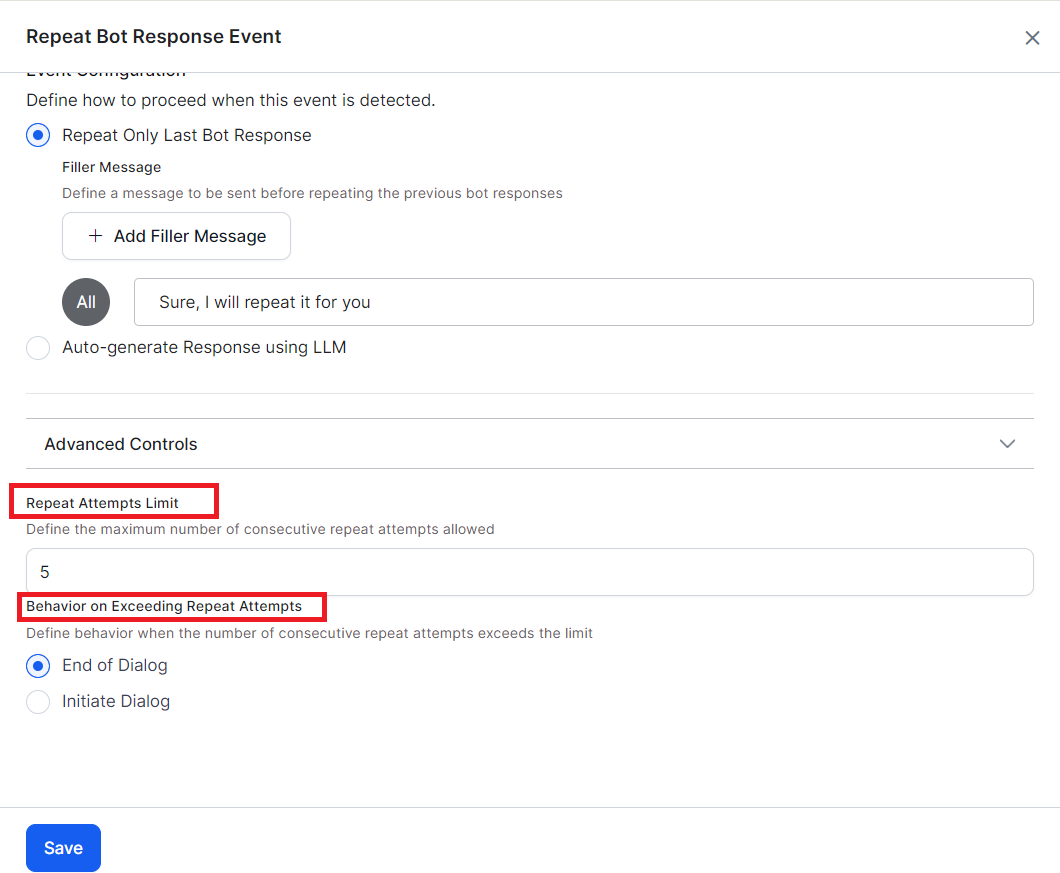 behavior on exceeding repeat attempts