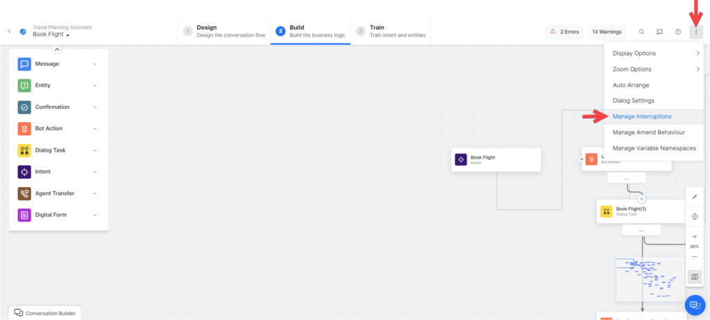 dialog level manage interruptions