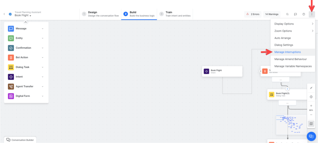 dialog level manage interruptions