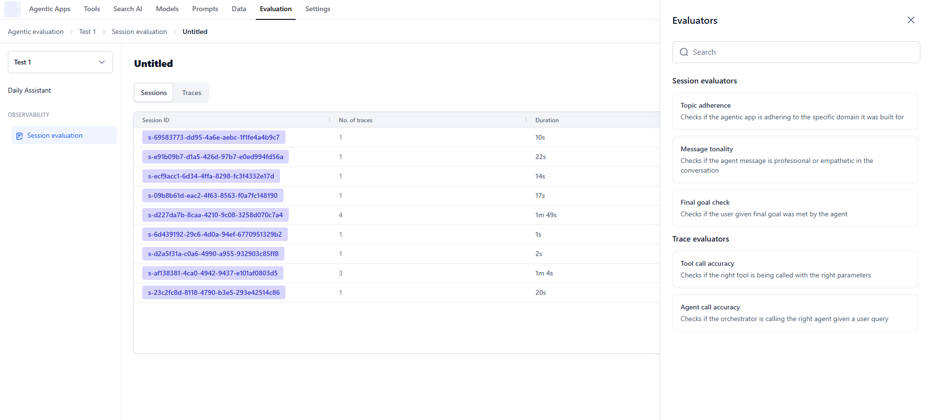 Evaluators list