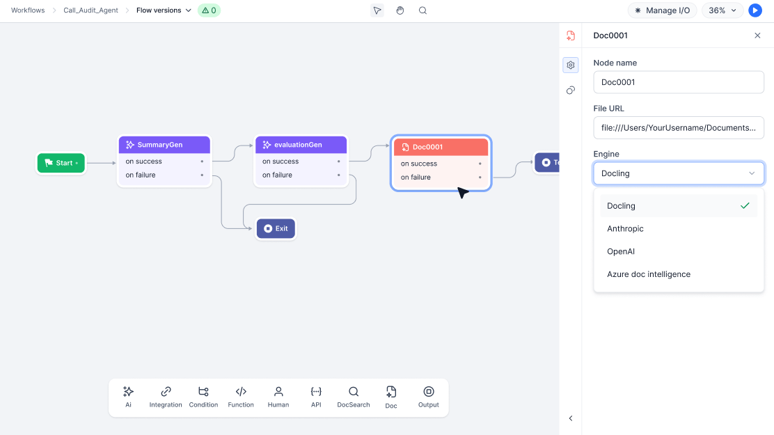 Doc Intelligence Node Panel
