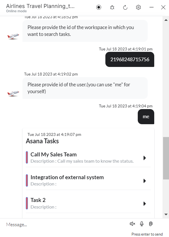 Enter task ID
