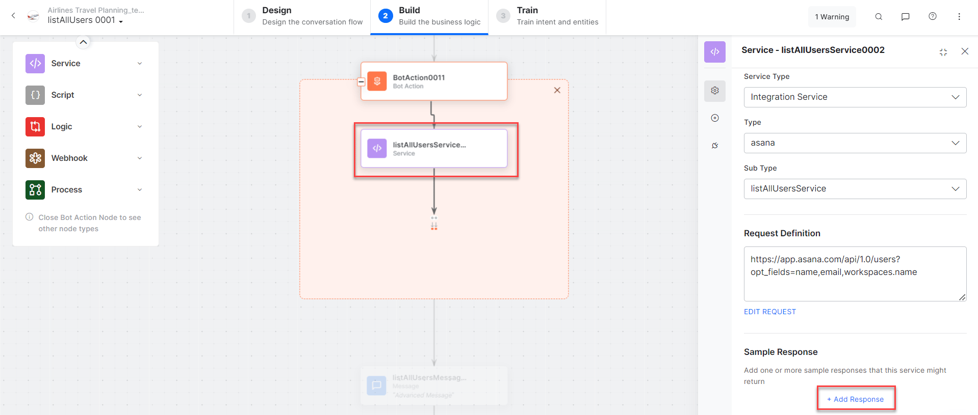 Bot action service