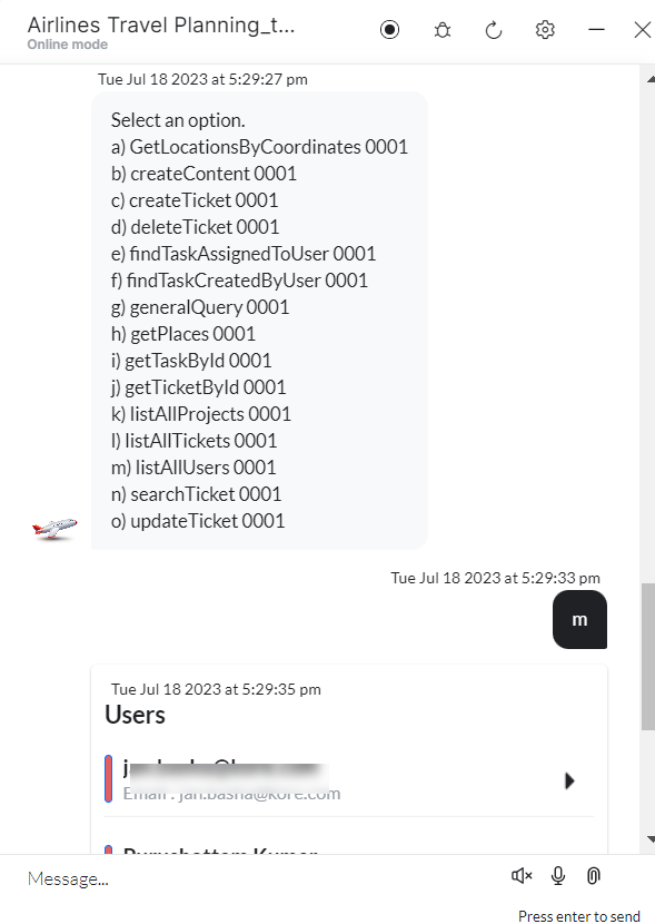 List users prompt