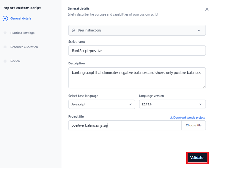 validate file