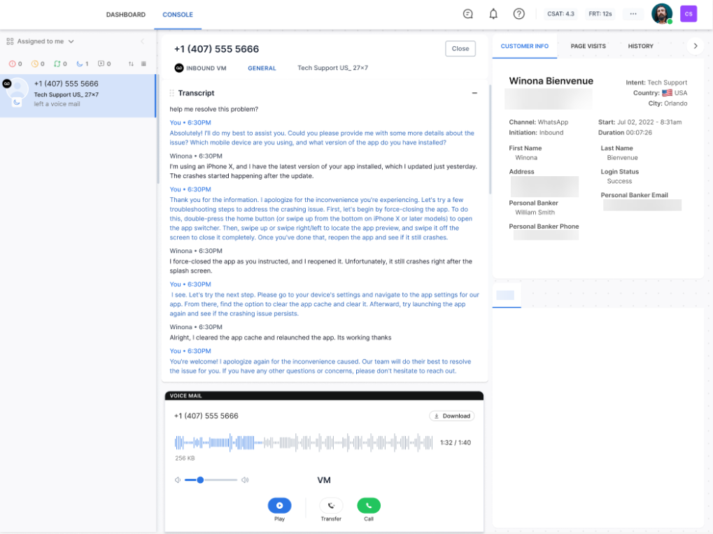 Voicemail Playback