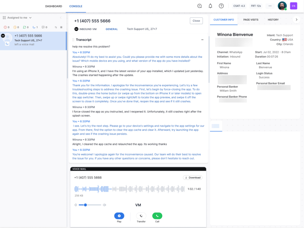 Voicemail Playback