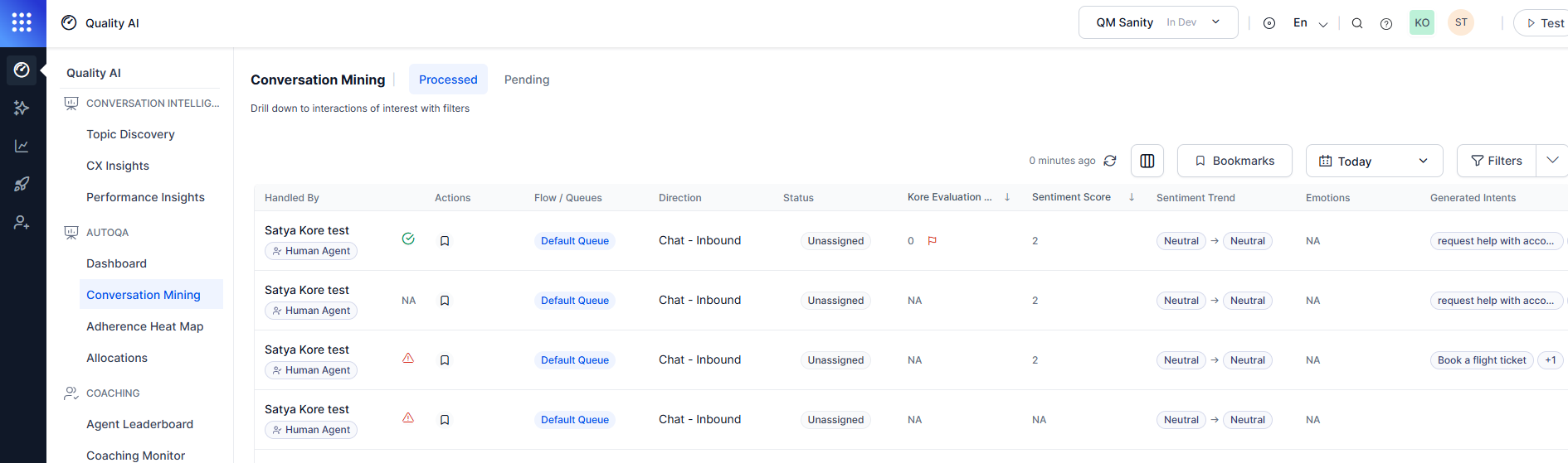 Conversation Mining Interactions