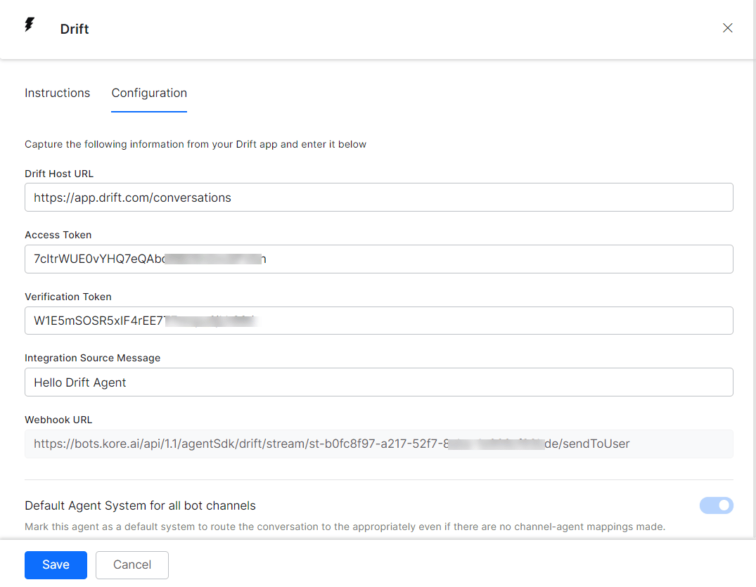 Drift agent credentials