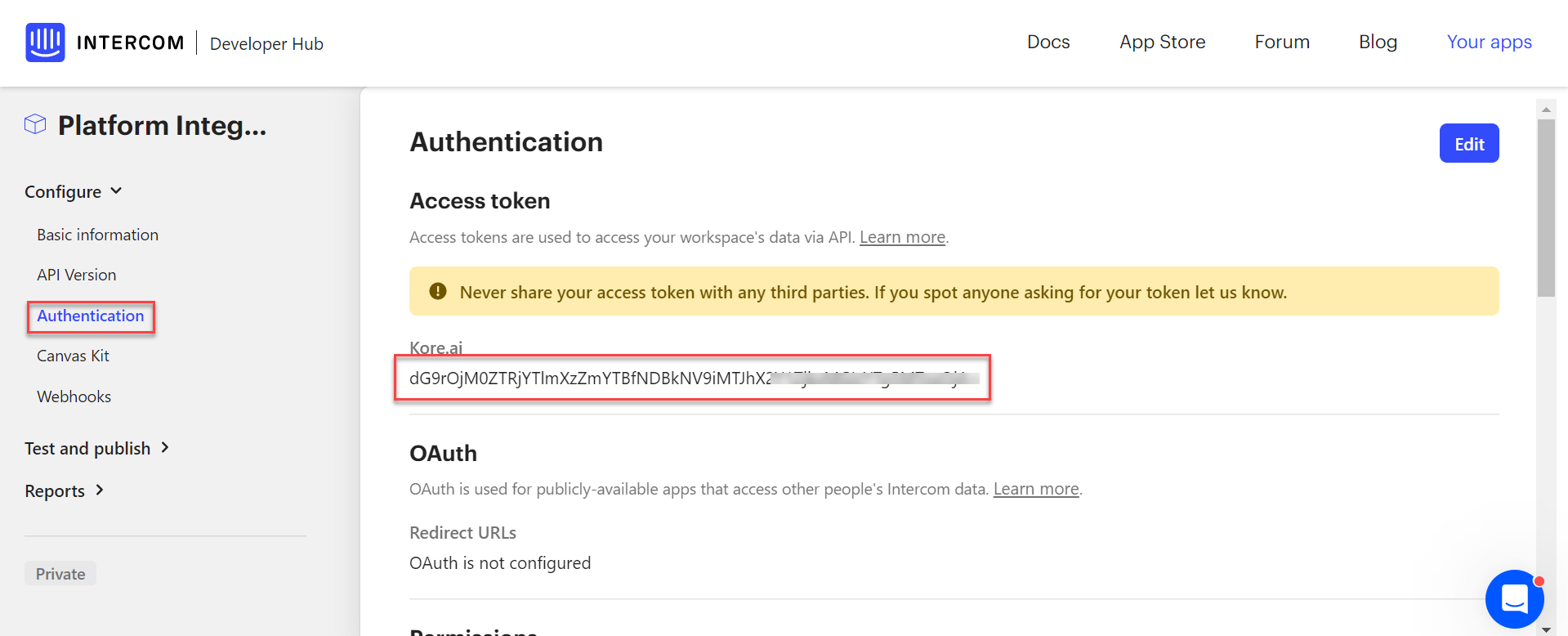 Retrieve access token