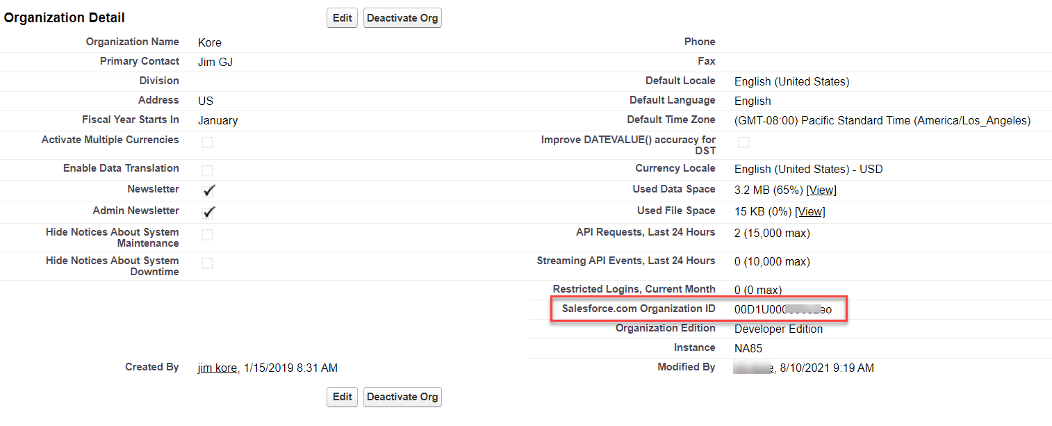 Salesforce.com Organization ID