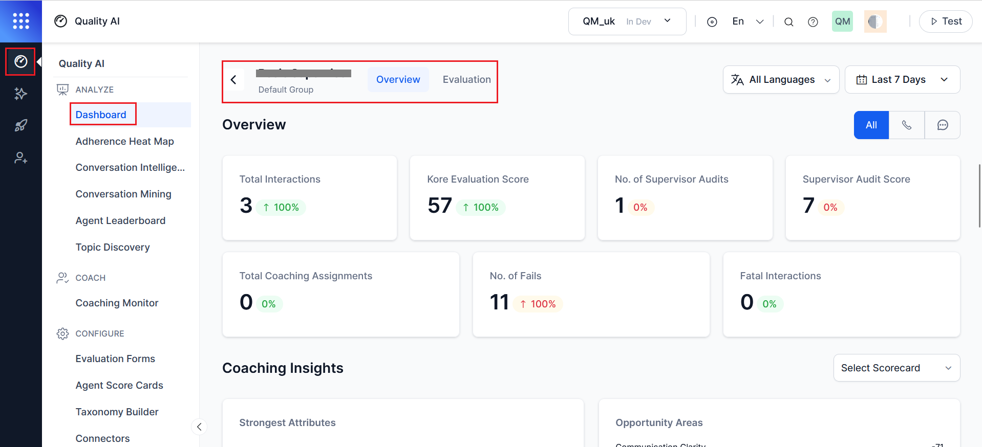 Agent-specific Dashboard
