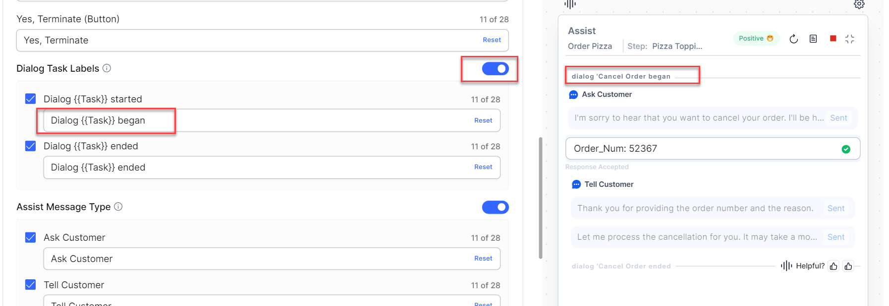 Dialog Task Label Change